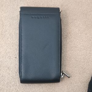 Bugatti Black Pebbled Leather Look Zip Pouch